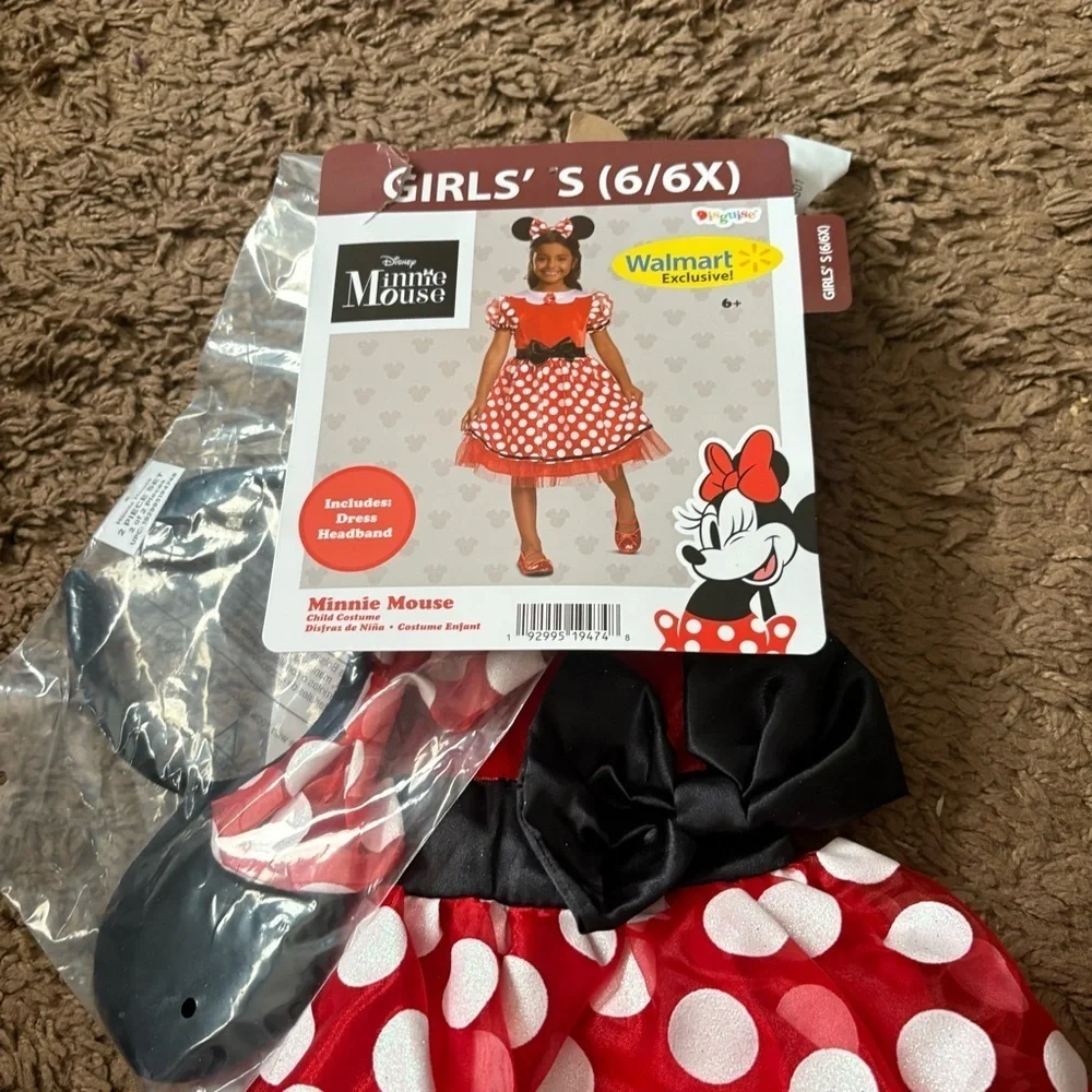 Disney Minnie Mouse Costume Dress NEW Small 6/6X W/ Ears Headband World Land